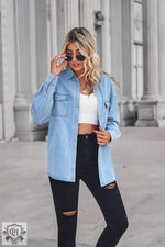 Light Color Figure Flattering Thin Denim Long-Sleeved Shirt Women - Quality Home Clothing| Beauty