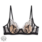 Floral Embroidered Push-Up Bra Set - 70B / Black Skin Color Separate - Clothing