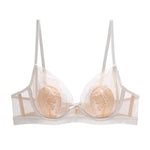 Floral Embroidered Push-Up Bra Set - 70B / Skin-White Single Piece - Clothing