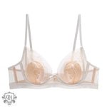 Floral Embroidered Push-Up Bra Set - 70B / Skin-White Single Piece - Clothing