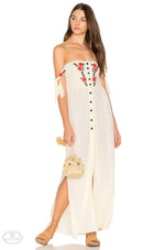 Women  Summer New Bohemian Vacation Embroidered Dress Collar Shoulder Hanging Long Dress - Quality Home Clothing| Beauty