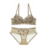 Floral Embroidery Bra Set - Clothing