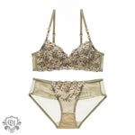 Floral Embroidery Bra Set - Clothing