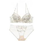 Floral Embroidery Bra Set - Clothing