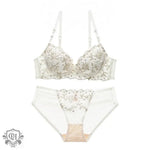 Floral Embroidery Bra Set - S / Flower White - Clothing