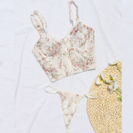 Floral Embroidery Corset Bra Set - Clothing