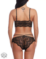 Floral Lace Underwire Lingerie Set - Clothing