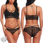 Floral Lace Underwire Lingerie Set - Clothing