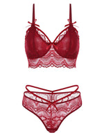 Floral Lace Underwire Lingerie Set - Clothing