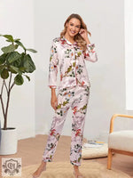 ​Silk Floral Lounge Pajama Set -  QH Clothing