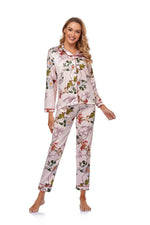 ​Silk Floral Lounge Pajama Set -  QH Clothing