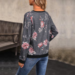 Floral Print Sweatshirt for Autumn - QH Clothing