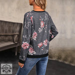 Floral Print Sweatshirt for Autumn - QH Clothing