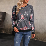 Floral Print Sweatshirt for Autumn - QH Clothing