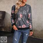 Floral Print Sweatshirt for Autumn - QH Clothing