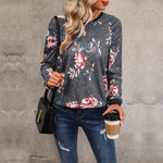 Floral Print Sweatshirt for Autumn - QH Clothing