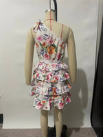 Spring Summer Women Floral Print round Neck Backless Tiered Dress - Quality Home Clothing| Beauty