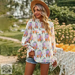 Floral Print Top Spring Summer Elegant Double Layer Women Clothing - Quality Home Clothing| Beauty