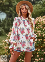 Floral Print Top Spring Summer Elegant Double Layer Women Clothing - Quality Home Clothing| Beauty