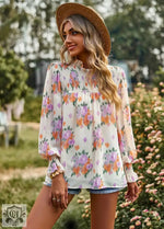 Floral Print Top Spring Summer Elegant Double Layer Women Clothing - Quality Home Clothing| Beauty