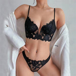 Floral Sexy Lace Push-up Underwear Set - Clothing