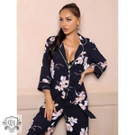 ​Floral Viscose Lounge Jumpsuit with Belt -  QH Clothing