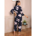 ​Floral Viscose Lounge Jumpsuit with Belt -  QH Clothing