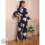 ​Floral Viscose Lounge Jumpsuit with Belt -  QH Clothing