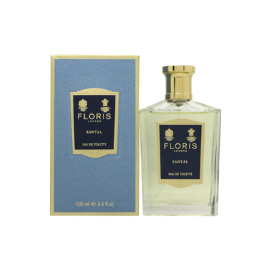 Floris Santal Eau de Toilette 100ml Sprej with elegant blue retail box and perfume bottle