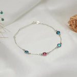 Exquisite and dazzling inlaid four colored gemstone design light luxury style bracelet -  QH Clothing