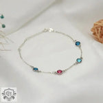 Exquisite and dazzling inlaid four colored gemstone design light luxury style bracelet -  QH Clothing