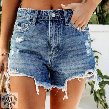 Frayed Tassel Denim Shorts - QH Clothing