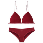 Front Closure Bra Set - S / Burgundy - Clothing