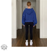 Velvet Zipper Hooded Cardigan Sweatshirt - QH Clothing