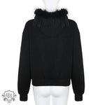 Vintage Fur Collar Zipper Hoodie Coat - QH Clothing