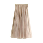 Long Gauzy Skirt Skirt Women Autumn Winter High Waist Mid Length Tulle Skirt Pleated Skirt A Line Skirt Fairy Skirt - Quality Home Clothing| Beauty