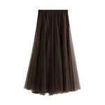 Long Gauzy Skirt Skirt Women Autumn Winter High Waist Mid Length Tulle Skirt Pleated Skirt A Line Skirt Fairy Skirt - Quality Home Clothing| Beauty