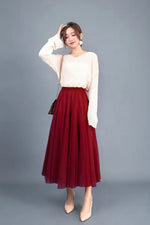 Long Gauzy Skirt Skirt Women Autumn Winter High Waist Mid Length Tulle Skirt Pleated Skirt A Line Skirt Fairy Skirt - Quality Home Clothing| Beauty