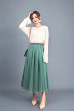 Long Gauzy Skirt Skirt Women Autumn Winter High Waist Mid Length Tulle Skirt Pleated Skirt A Line Skirt Fairy Skirt - Quality Home Clothing| Beauty