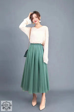 Long Gauzy Skirt Skirt Women Autumn Winter High Waist Mid Length Tulle Skirt Pleated Skirt A Line Skirt Fairy Skirt - Quality Home Clothing| Beauty