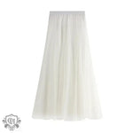 Long Gauzy Skirt Skirt Women Autumn Winter High Waist Mid Length Tulle Skirt Pleated Skirt A Line Skirt Fairy Skirt - Quality Home Clothing| Beauty