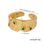 18K gold trendy and personalized irregular-shaped open ring with geometric bark pattern design - QH Clothing