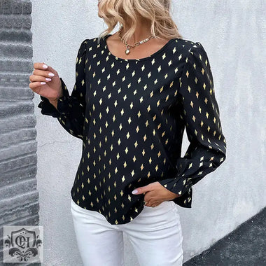 Autumn Long Sleeved Shirt Black Gilding Shirt Women - Quality Home Clothing| Beauty