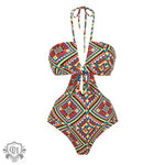 Geometric Lace Up Swimsuit Set - QH Clothing