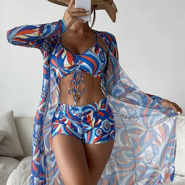 Floral Geometric Swimsuit Set - QH Clothing