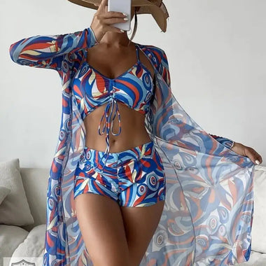 Floral Geometric Swimsuit Set - QH Clothing