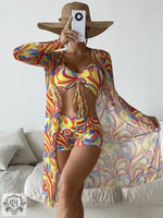 Floral Geometric Swimsuit Set - QH Clothing