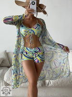 Floral Geometric Swimsuit Set - QH Clothing