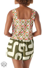 Geometric Print Top & Shorts Set - Clothing