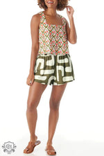 Geometric Print Top & Shorts Set - Clothing